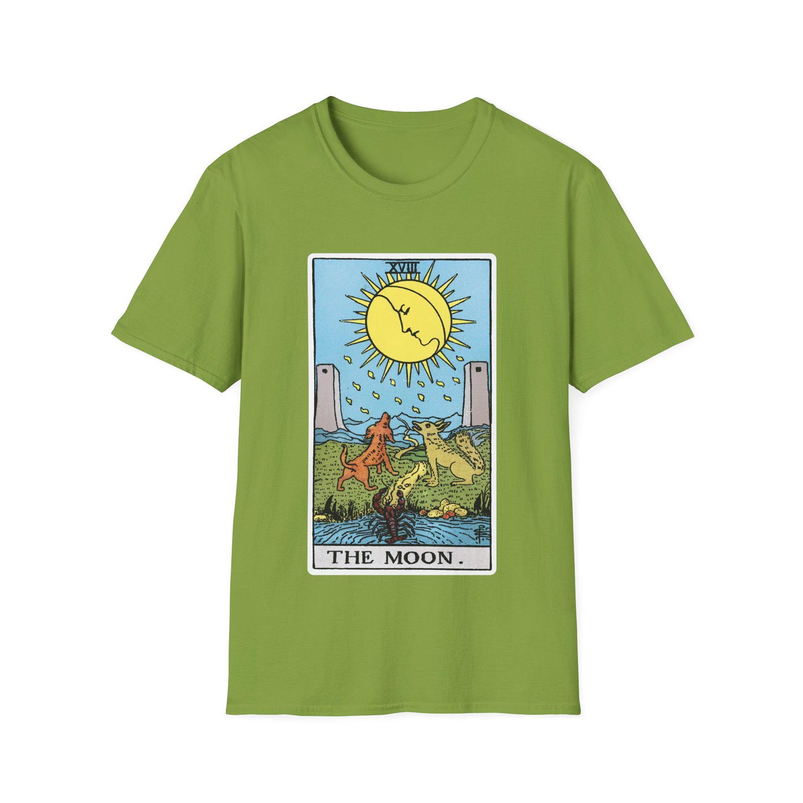 The Moon Tarot Card T-Shirt | Tarot Illustration, Occult Astrology 4XL