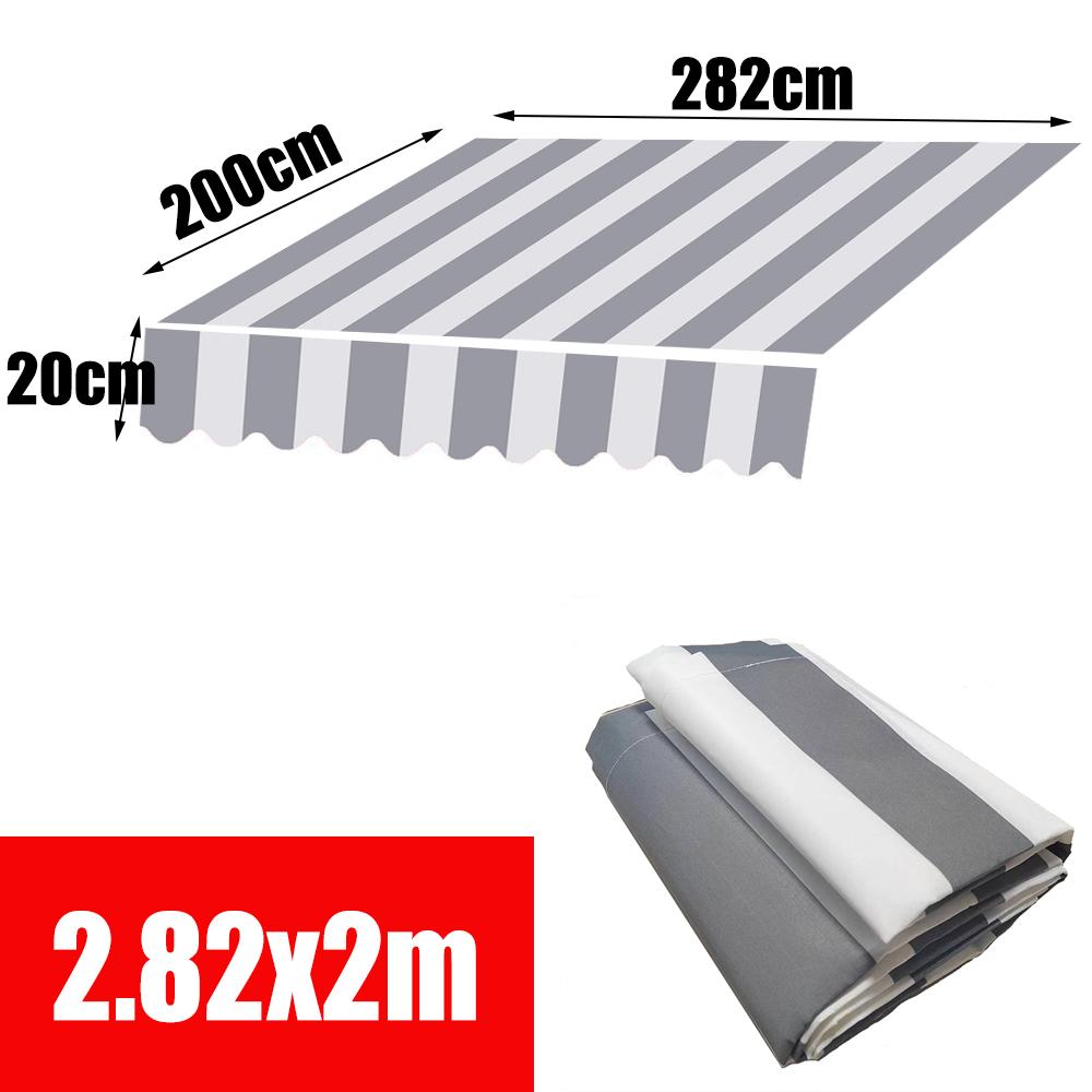 Outdoor Retractable Telescopic Canopy White+Gray Stripes 10cm Space Courtyard Awning Replacement Fabric IP4 Waterproof Cloth