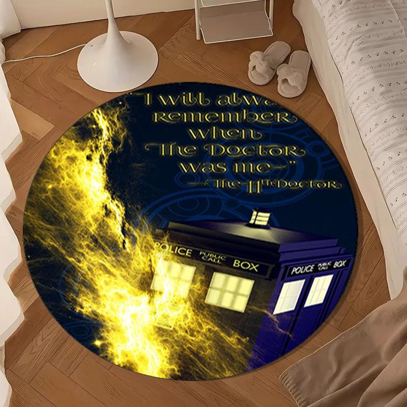 telephone booth Round Rug for Livingroom,Bedroom, Palyroom, Chair Rug, Area rug, Circle Carpet, Large Size Fan Christmas gift