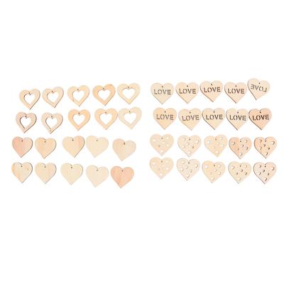 40pcs Unfinished Wood Mixed Heart Shape DIY Natural Rustic Wood Pieces for Handicraft Bookmarks Gift Labels Decoration