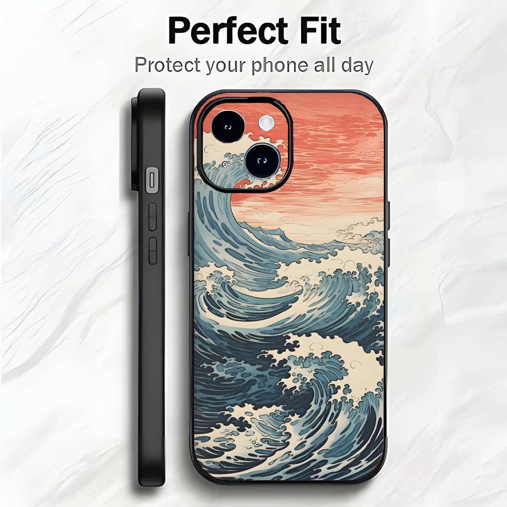 Art Ukiyo-e Ocean waves Phone Case Phone Case Soft Packaging Lightweight For iPhone17 16 15 14 13ProMax