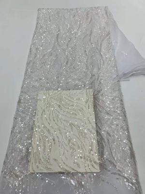 Tejido de Encaje Africano 2025 Bordado de Lentejuelas Novio Nigeriano Nupcial Alta Calidad Encaje de Tul Francés Tejido Para Vestido de Fiesta de Boda