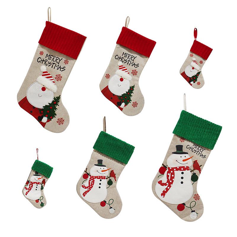 Christmas Socks Christmas Candy Stockings Christmas Tree Pendant Santa Snowman Gift Bag Christmas Decorations