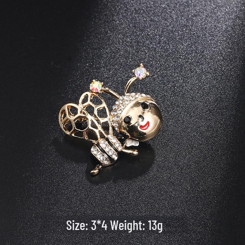 Nowy Styl Broszka Pszczoła z Kroplami Oleju - Urocza Pins Zwierzęcy na Kołnierzyki i Dodatki do Odzieży