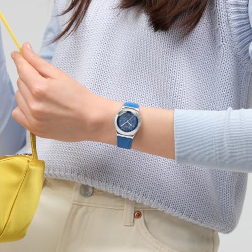 Swatch IRONY MEDIUM BLUE PETAL PROMISE YLS235 Women's Watch, Blue