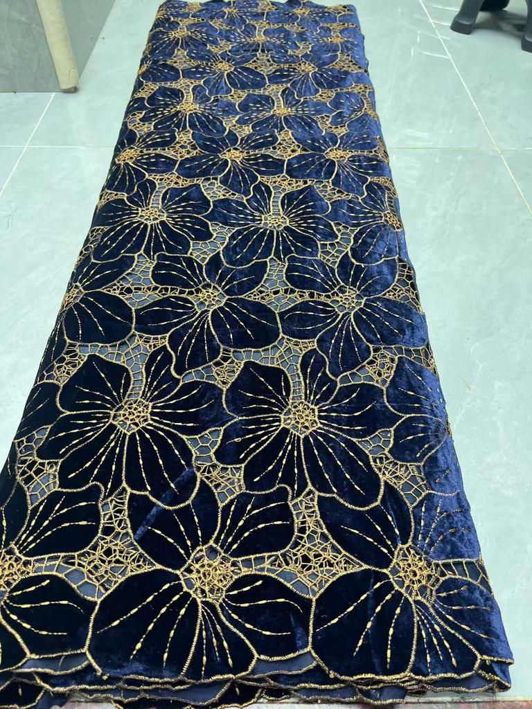 Luxury African Velvet Lace Fabric Nigerian Lace Fabric 2025 High Quality Embroidery Luxurious Wedding Dress For Women Dresses