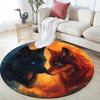 Fire and Ice Wolf Round Area Rug,Carpet Rug for Living Room Bedroom Sofa Playroom Decor,Non-slip Floor Mat