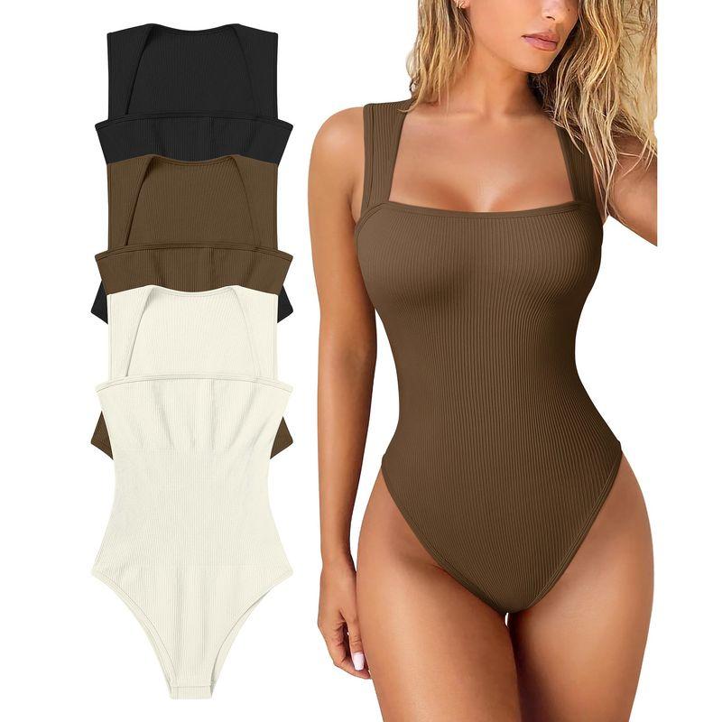 

Fashion New Arrival Lady Sexy Rib Sleeveless Leotard High Elastic Belly Contracting Hip Raise Slim Fit Jumpsuit Coffee L