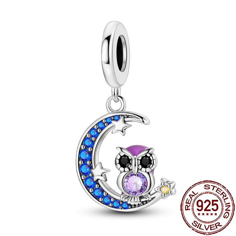 Charms Copper Moon Star Night Sky Galaxy Celestial Dangle Beads Fit Snake Chain Bracelet Necklace Women Diy Jewelry