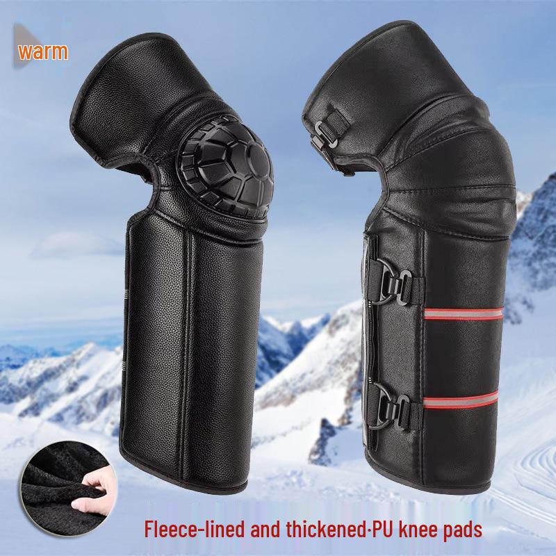 Unisex Winter Electric Motorcycle Knee Pads: Cold-Proof, Waterproof, Windproof, Thickened Fleece-Lined Leg Warmers for Riding