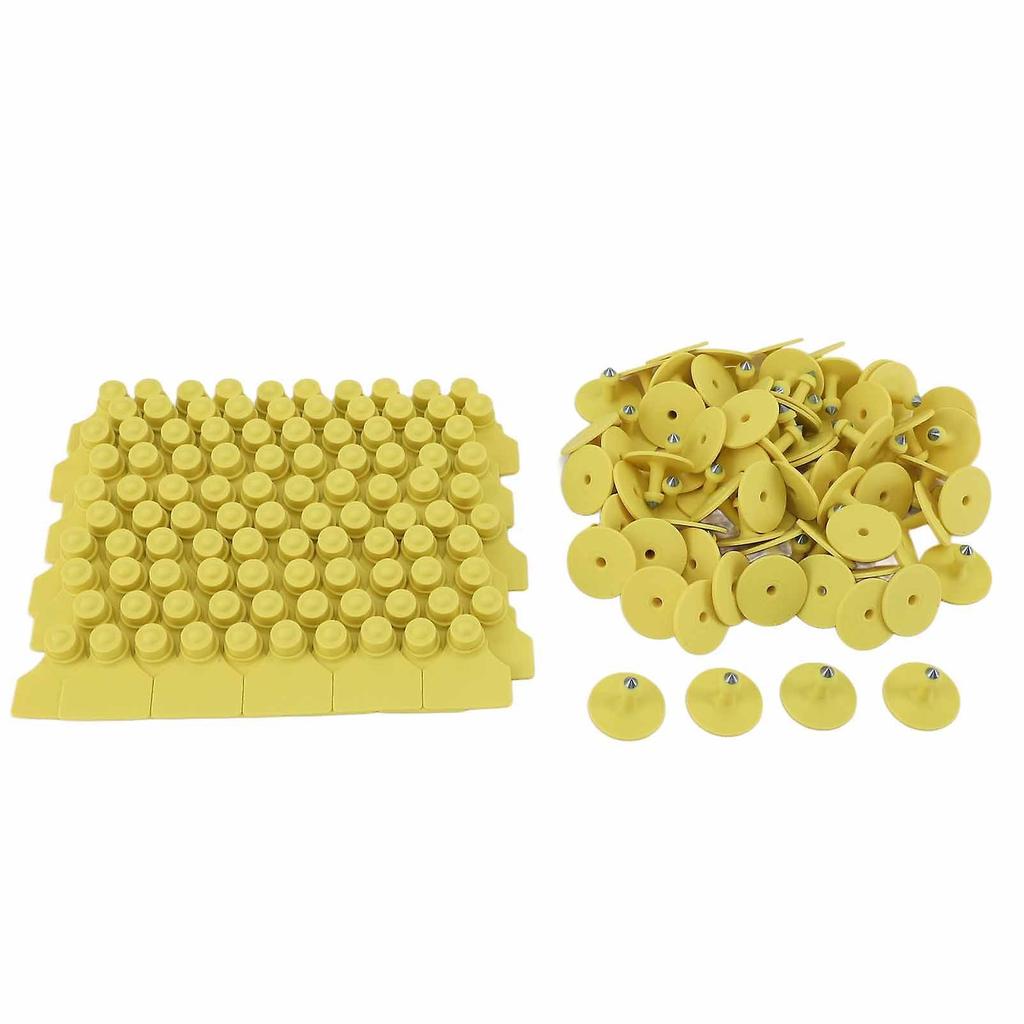 100 Sets Livestock Ear Tag Blank Animal Pig Ear Label TPU Yellow for Farm Husbandry