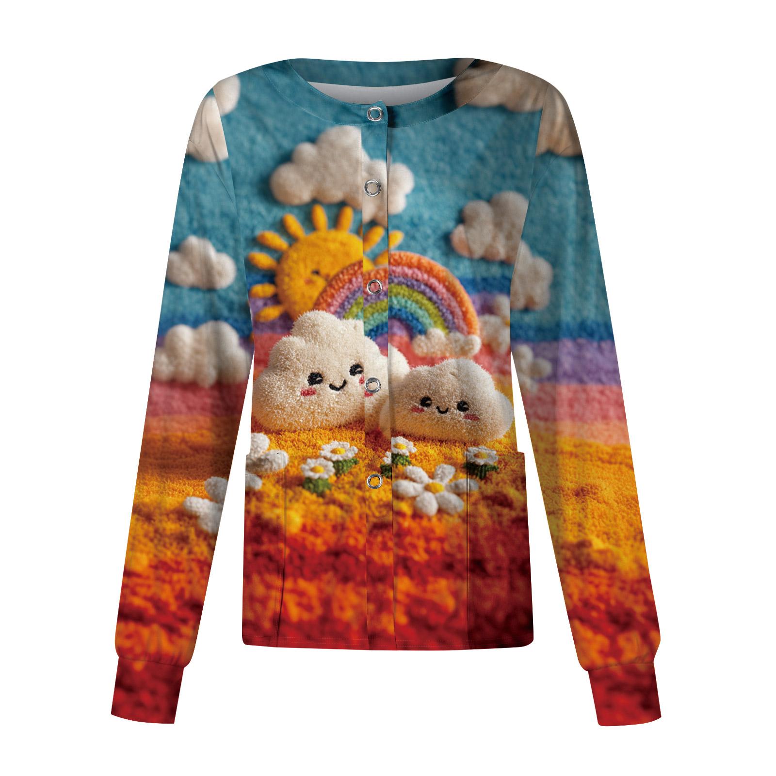 

Женский повседневный топ с длинным рукавом, на одной пуговице, с принтом, быстросохнущий XXXL фиолетовый