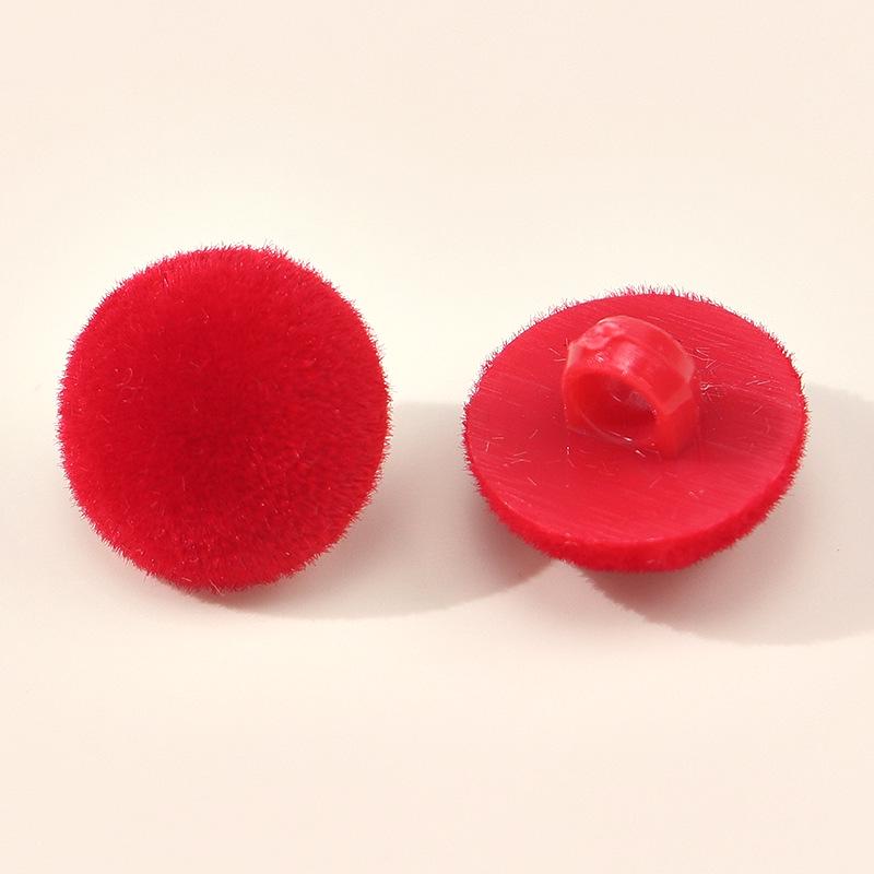 Colored Half-Round Flocked Mushroom Buttons: Plastic Sweater, Cardigan & Children's Decorative Accessories