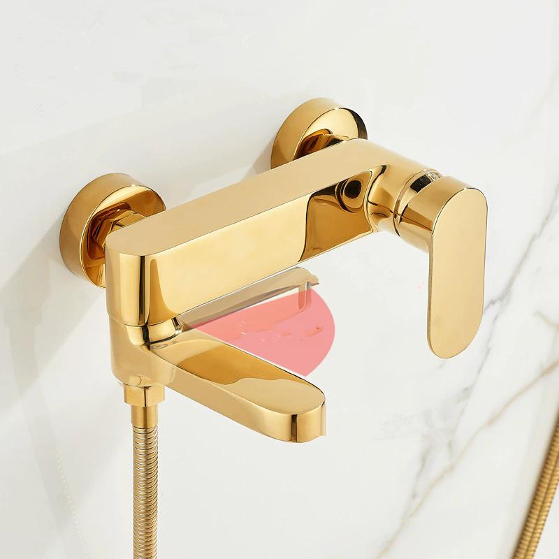 Tuqiu Gold Bathtub Shower Faucet Set Wall Mounted Bathrom Shower Faucet, Bathroom Cold and Hot Bath and Shower Mixer Taps Brass
