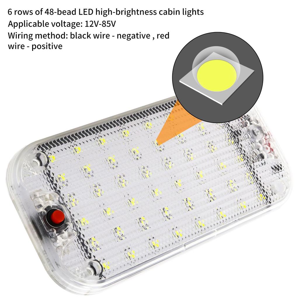 Interior LED Lamp for Car Suitcase Light Truck RV Interior Lighting for and Campers 48-LED Replacement, Trunk, Cars, Boats, Trailers,