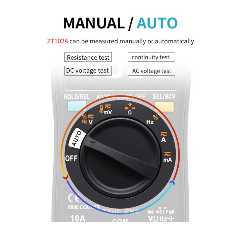 BSIDE ZT102A EBTN LCD Digital Multimeter TRMS AC/DC Voltage Current Temp Ohm Frequency Diode