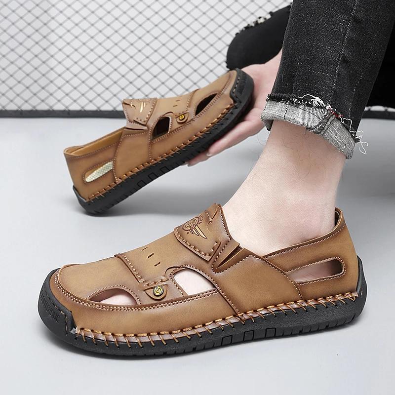 Summer Men Sandals Beach Slippers Trekking Casual Fashion Fishing Comfortable Classic Roman Hiking Climbing Outdoor Leather