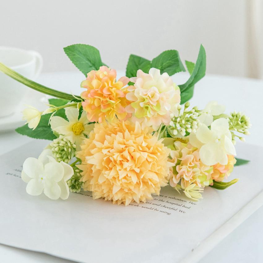 Artificial Flowers Silk Lilac Ball Chrysanthemum Wedding Wreath Home Room Table Yard Festival Decor Bridal Bouquet DIY Gift prop