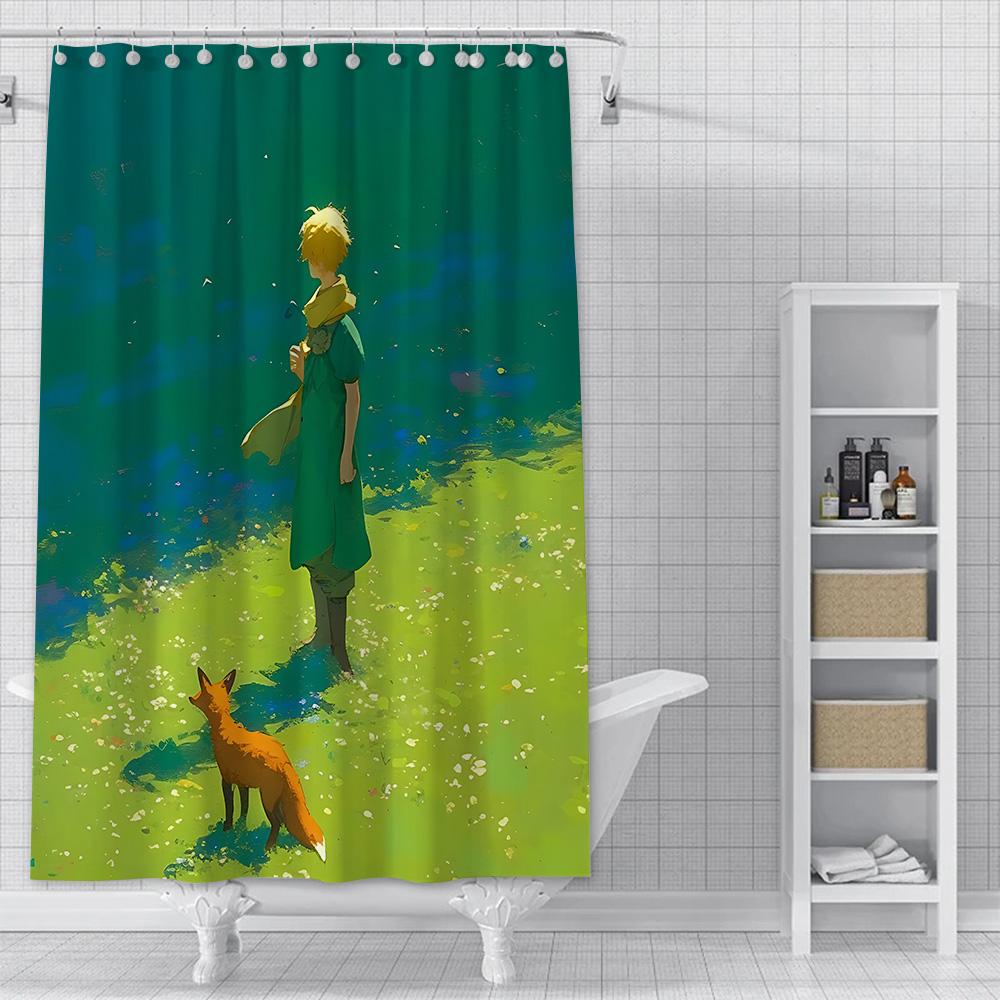 The L-Little P-Prince Cartoon Shower Curtain Waterproof Polyester Fabric Paint Colorful Bath Curtains Curtain With Hook