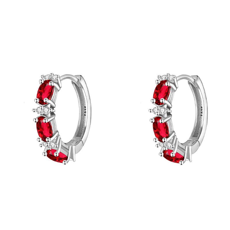 Light luxury row inlaid colored treasure ear buckle S925 sterling silver natural crystal peridot earrings high-end commuter earrings jewelry gift