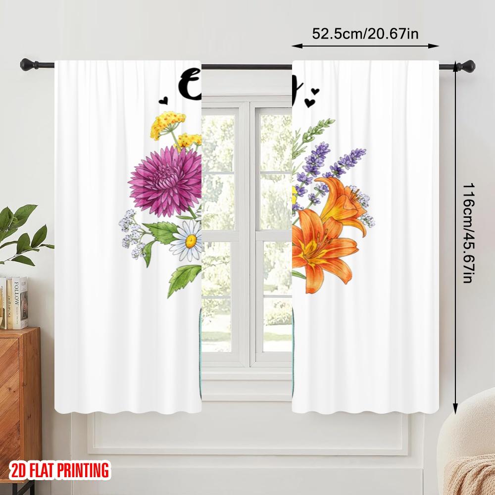 2 Stück 2D-Flachdruck Vorhänge Genießen Sie Kleine Dinge Blumenkrug 100% Polyester Ohne Strom Ganzjahres Party & Feiertag
