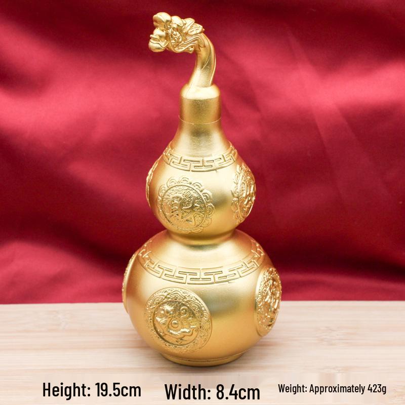 Premium Brass Faucet Gourd Decoration: Four Divine Beasts Wealth-Attracting Copper Ornament for Home, Office, or Entryway Decor