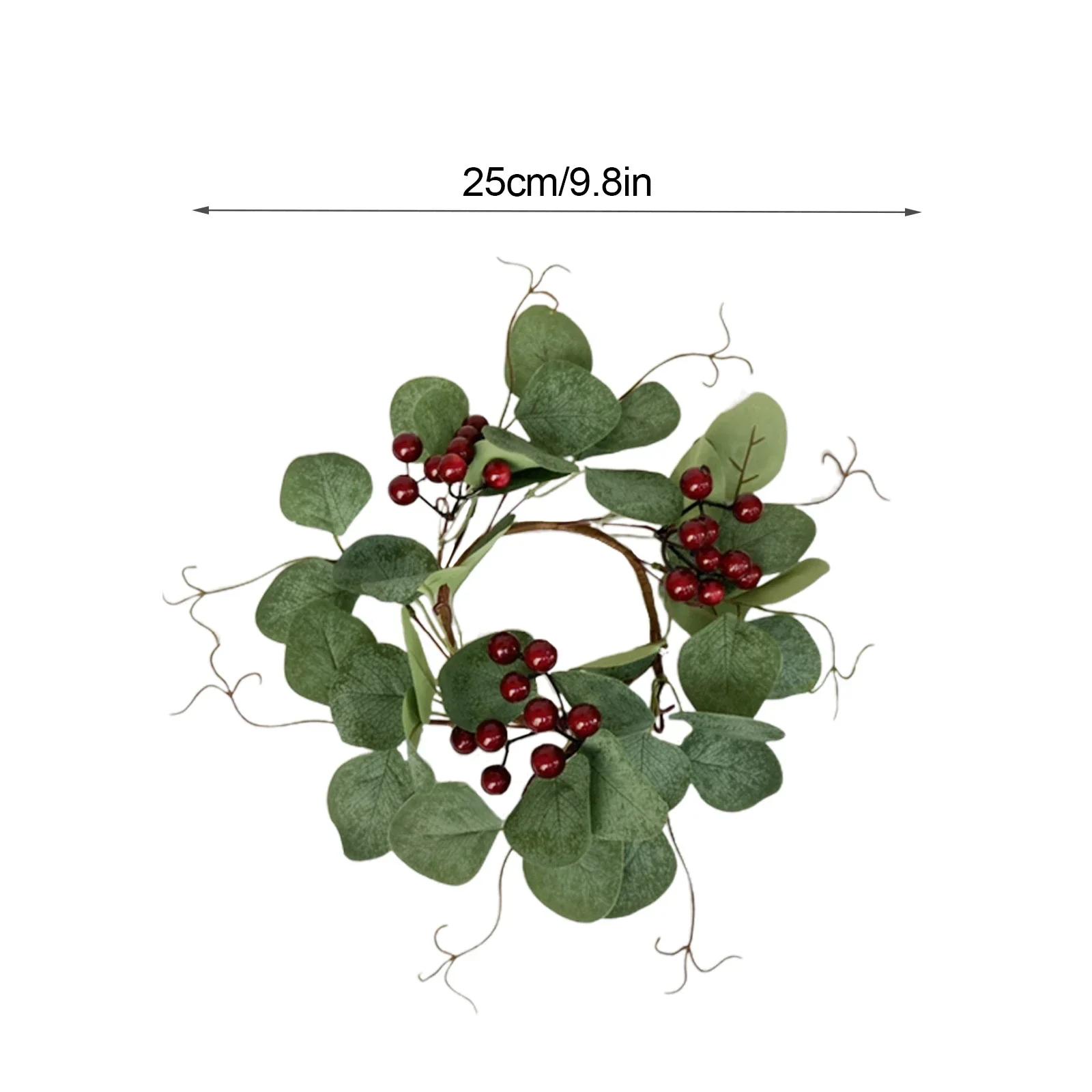 

Christmas Eucalyptus Candle Ring Wreath 25cm DIY Table Centerpieces Front Door Window Fireplace Hanging Ornaments Home Decor