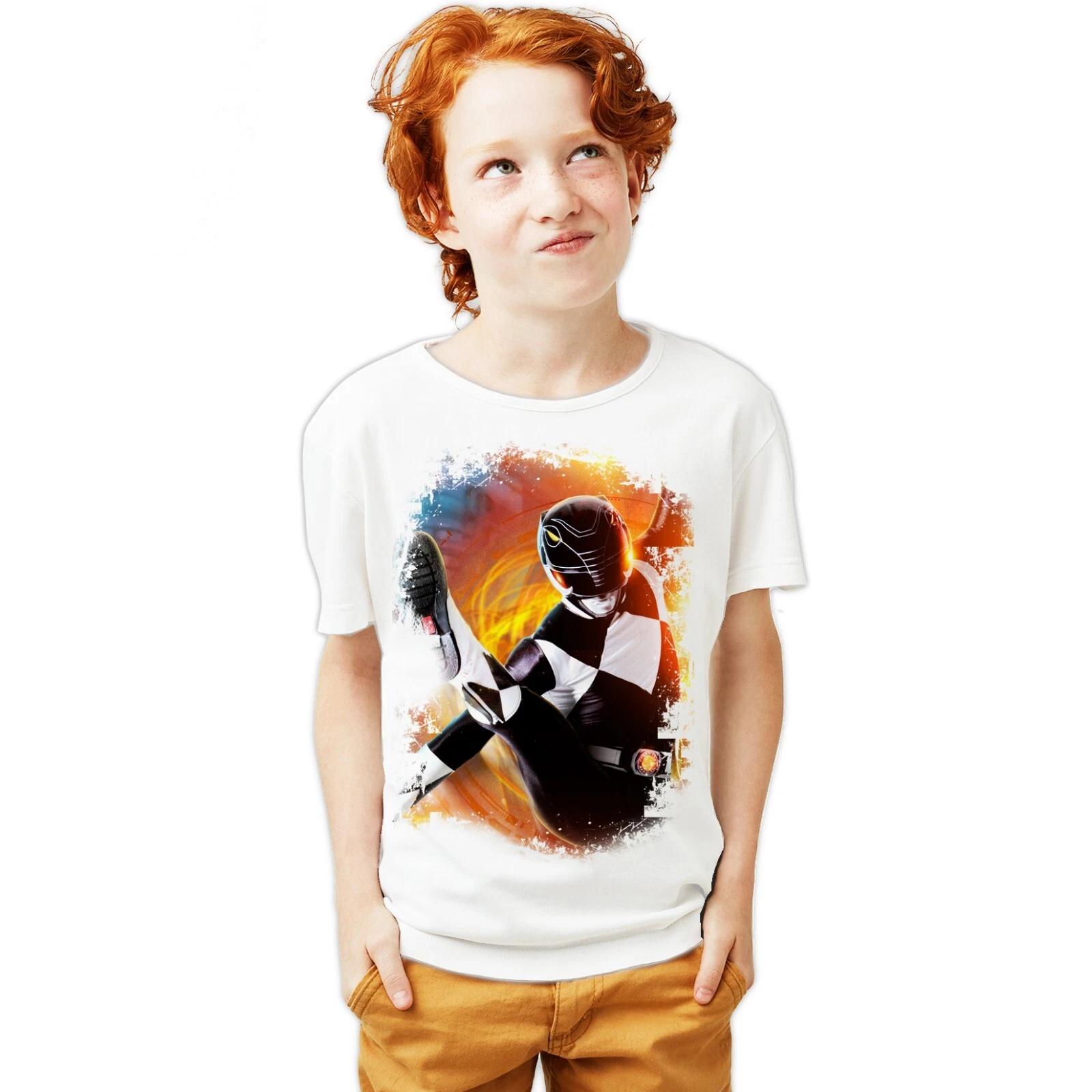 Power Rangers Photo Black Ranger Kick Official Youth T-Shirt For 12-14 Years 160