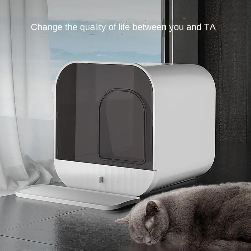 Lettiera per gatti Design di lusso Chiusa Anti-spruzzi Toilette per gatti Grande spazio Porta scura Lettiera per gatti Villa Ridurre l'odore Forniture per gatti
