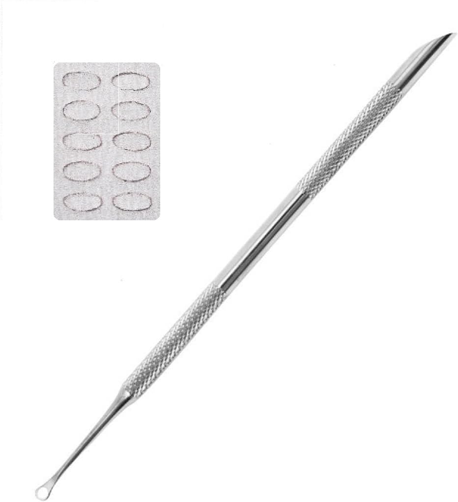 Professional Nail Care Steel Cuticle Nail Art Pusher, Dual-Ended Pusher, Supplies, QT-173 (Silver)