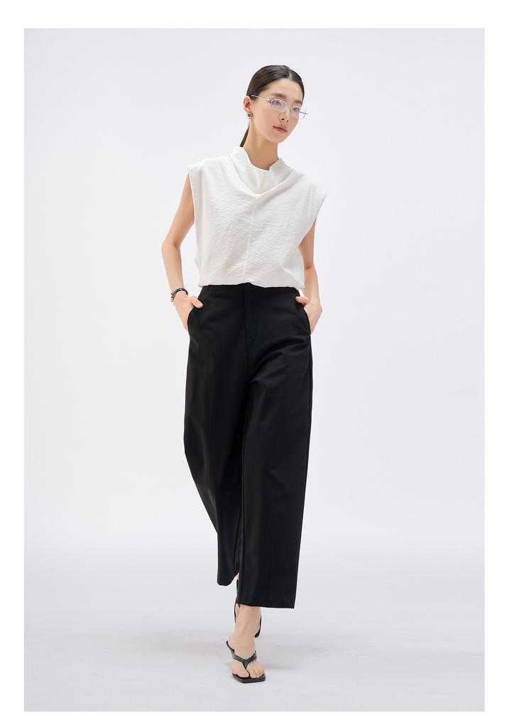 OL Texture Commuter Nine-point Wide Leg Casual Pants for Women