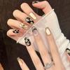 Medium Length Press On Nails Almond Fake Nails Glitter False Nails Full Cover Glue On Nails Reusable Sparkly Artificial Stick On Nails for Women