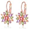Europäische & Amerikanische Ohrklemmen: Dark Night Schmuck Bunte Blume AAA Zirkonia Ohrstecker