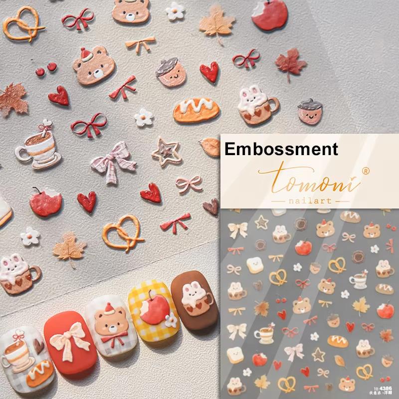Lovely Strawberry Rabbit Cartoon 5D Embossed Reliefs Self Adhesive Nail Art Decorations Stickers 3D Manicure Decals