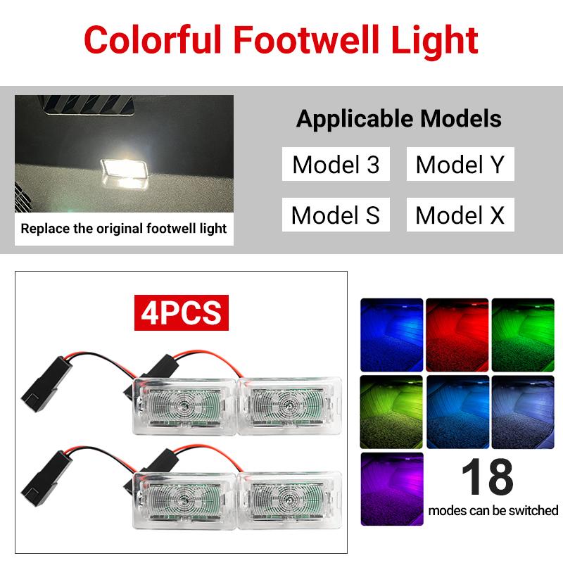 For Tesla Model 3 Model Y S X Car Interior Footwell Lights RGB Luggage Compartment Car HD Seat Lamp Atmosphere Decorative Lamp