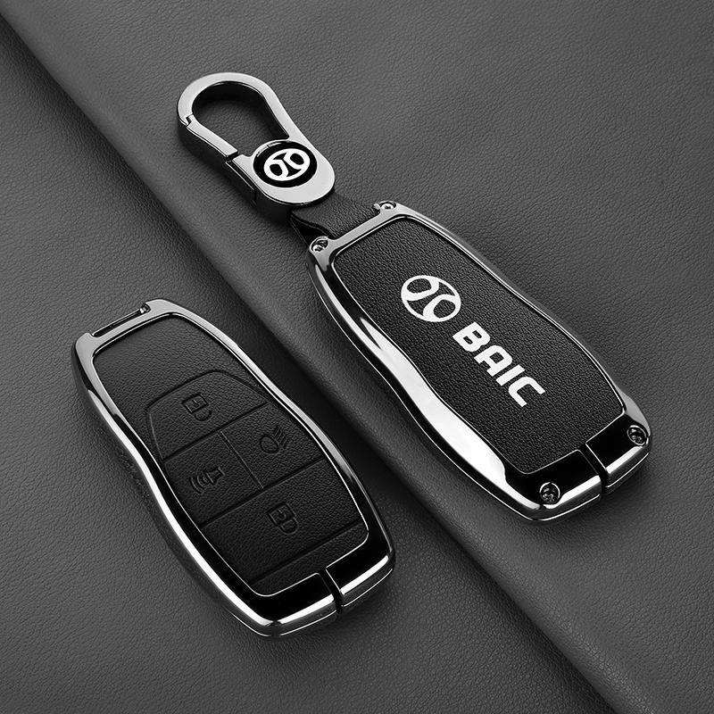 Car Key Case Baic Bj30 Bj40 Bj80 Bj90 U7 X7 Senova X25 X35 X55 X65 Ex5 Eu5 Ec5 Keychain Zinc Alloy Leather Car Remote Key Case