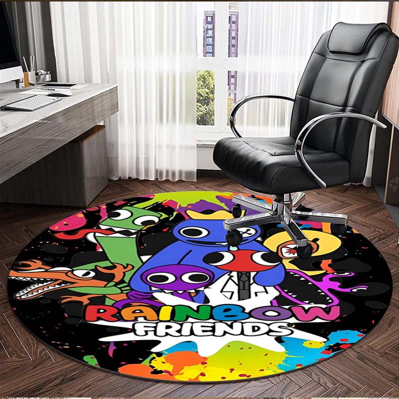 Game Rainbow Friends Print Round Rug, Washable Floor Carpet, For Entryway Dorm Laundry Room Office Study, Home Decor Birthday Christmas Gift