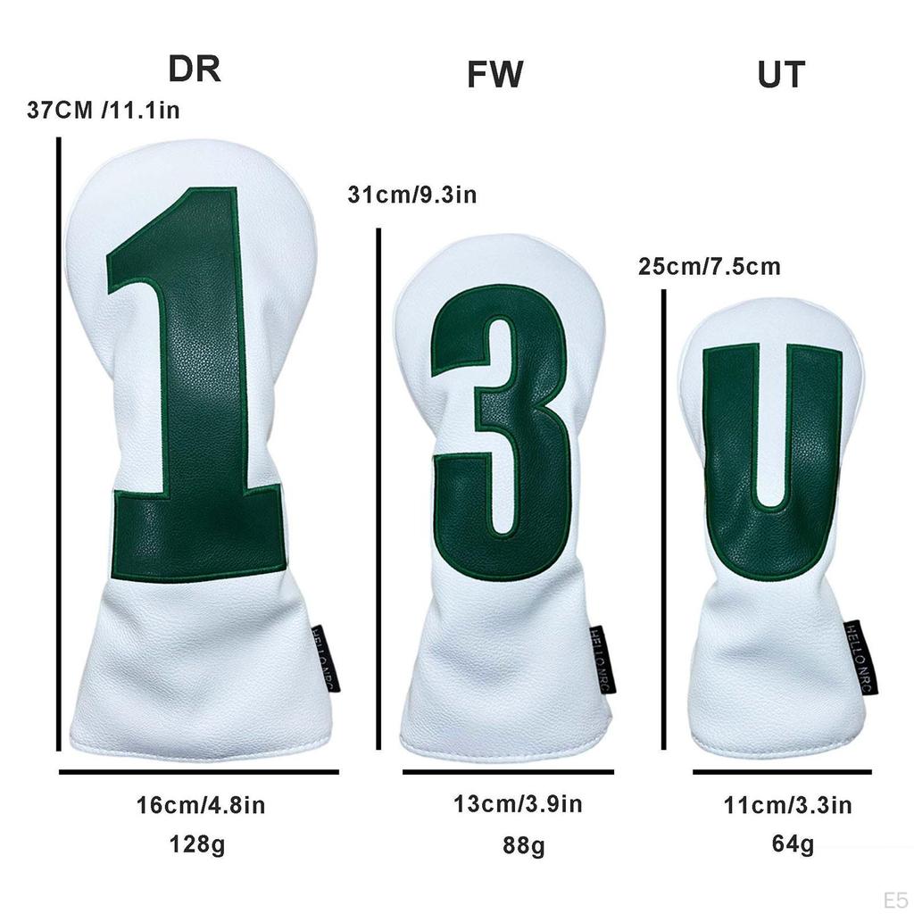 4 Pieces Golf Head Covers for Clubs PU Leather Wood Headcovers Golfer Gift
