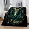 Aries Zodiac Portrait Customize Your Name Blanket Throw Personalized Blanket Ultra-Soft Suitable for Livingroom Couch Bedding Chair All-Season Use