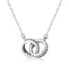 999 Sterling Silver Double Ring Interlocking Necklace - Cold Style Minimalist Double Circle Clavicle Chain for Women