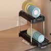 Kitchen Pull-out Dish Rack with Drawer Bowls Dishes Drainer Storage Drying Rack Tableware Holder Under Sink Cabinet Organizer