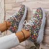 Fashion 2025 New Women Rainbow Shoes Autumn New Casual Daily Ladies Flat Shoes Round Toe Multi-Color Print Lace-up Sneakers