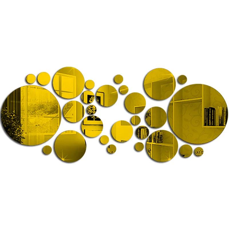 26 szt. Naklejka ścienna z lustra akrylowego 3D, okrągłe lustro, DIY Sypialnia, Łazienka i Tło TV Naklejka do pokoju Dekoracja ściany