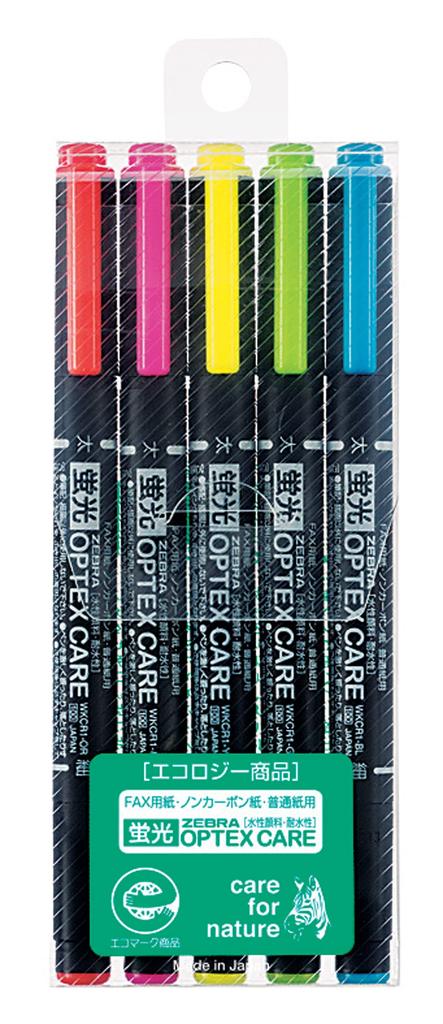 Zebra OptixCare Highlighter 5 Pens, Colors, WKCR1-5C
