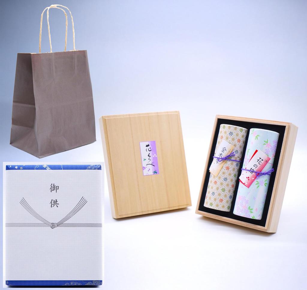 Eirakuya Hanakurabe 2 Types (osmanthus, Cherry Blossom Scent) Low-smoke Incense Set with Gift Bag, Memorial Service, Mourning, Mourning Gift, Gift,
