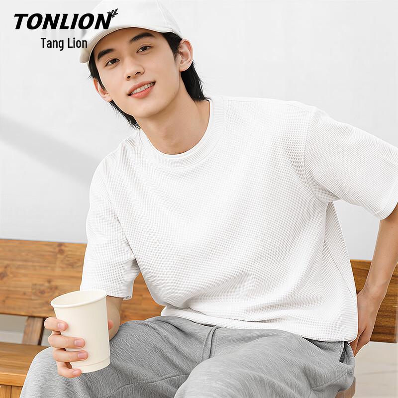TonLion Men's Waffle Knit Short Sleeve T-Shirt