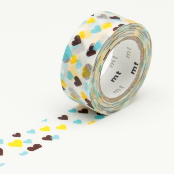 Masking Tape - ORIGINAL - Coeur multicolore - 15 mm - Papier washi - Découpable à la main