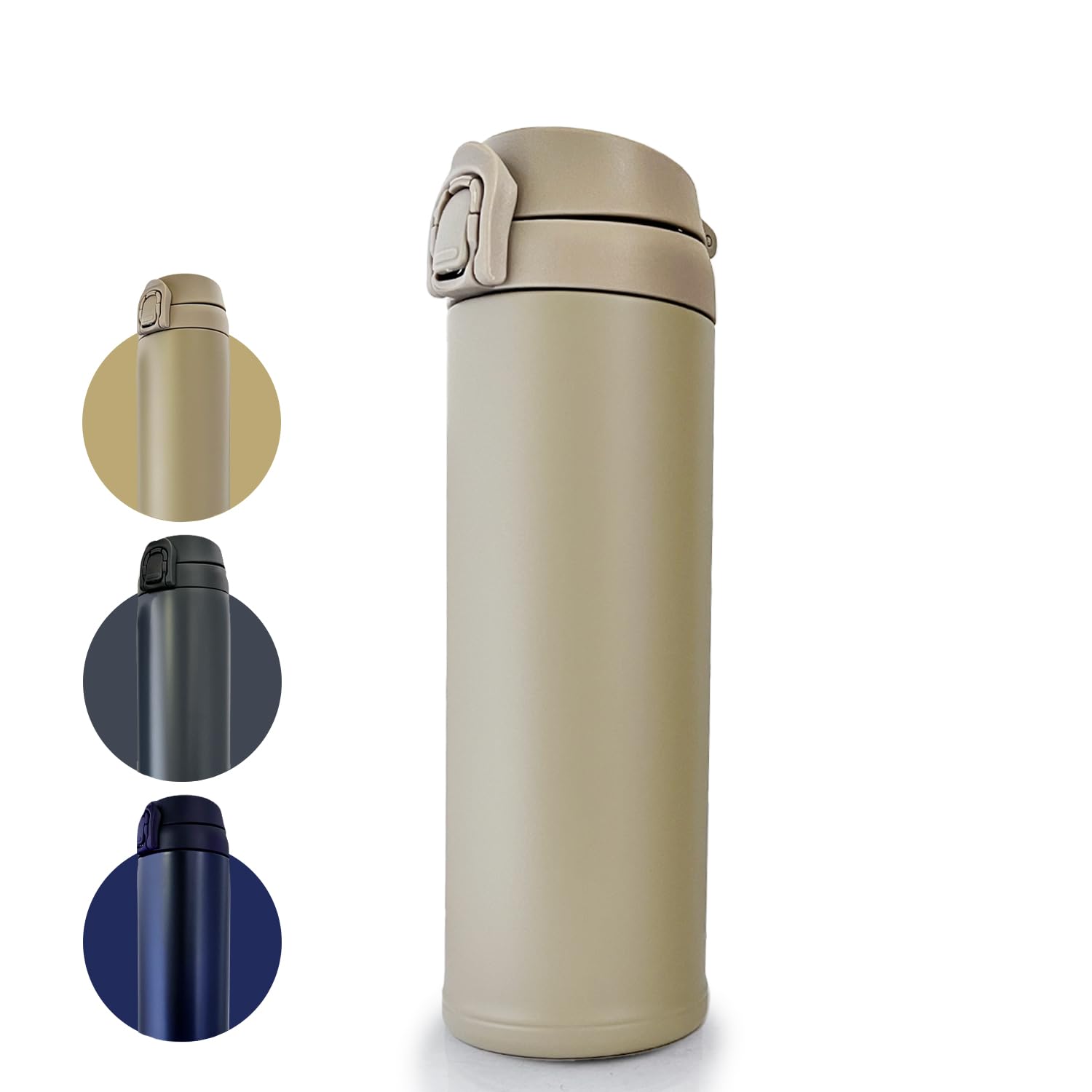 

CLEAN HOUSE Stainless Steel Bottle, One-Touch Insulated, Hot & Cold Mug (Midnight Brown, 480ml)