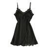 Vestaglia da Notte Sexy da Donna Scollo a V Senza Schiena Senza Maniche Patchwork di Pizzo Imbottiture Rimovibili Raso Tinta Unita Morbida Lunghezza Sopra il Ginocchio Abito da Notte da Donna