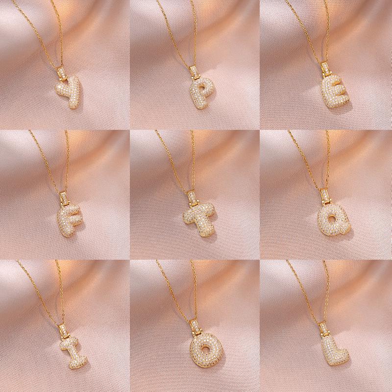 

Женское ожерелье в европейском и американском стиле из меди и циркония с инициалом - Модная ключичная цепочка